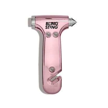 Picture of BLINGSTING Safety Hammer - Emergency Automotive Escape Tool with Window Breaker, Seat Belt Cutter & Adjustable Car Visor Strap - Tempered Glass Breaker - Steel Blade - Blush Rose Pink (1 Count)