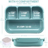 Picture of shell and turtle Bento Box Adult Lunch Box, Lunch Containers for Kids Girls Boys with 4 Compartments, Lunchable Food Container with Utensils, Sauce Jar, Muffin Liners, 40 Oz/5 Cup, Light Teal