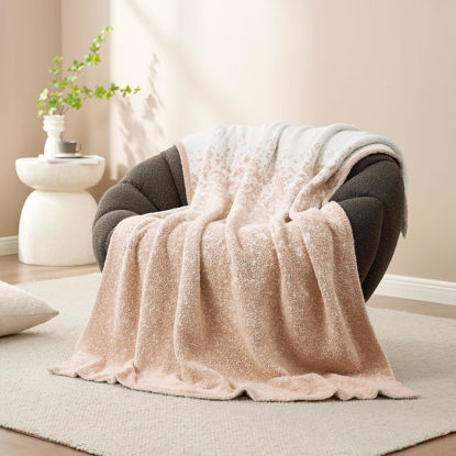 Picture of Snuggle Sac Beige Throw Blanket for Couch, Reversible Super Soft Warm Blankets Cozy Knit Blanket Fuzzy Plush Lightweight Throws for Sofa, Bed, Picnic, Ombre Beige, 50 x 60 inches