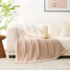 Picture of Snuggle Sac Beige Throw Blanket for Couch, Reversible Super Soft Warm Blankets Cozy Knit Blanket Fuzzy Plush Lightweight Throws for Sofa, Bed, Picnic, Ombre Beige, 50 x 60 inches