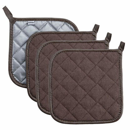Picture of joyhalo 4 Pack Pot Holders for Kitchen Heat Resistant Pot Holders Sets Oven Hot Pads Terry Cloth Pot Holders for Cooking Baking