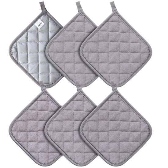 Picture of Joyhalo 6 Pack Pot Holders for Kitchen Heat Resistant Pot Holders Sets Oven Hot Pads Terry Cloth Pot Holders for Cooking Baking
