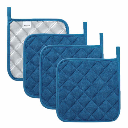 Picture of joyhalo 4 Pack Pot Holders for Kitchen Heat Resistant Pot Holders Sets Oven Hot Pads Terry Cloth Pot Holders for Cooking Baking