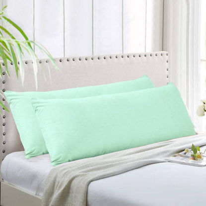 Picture of New Evolive Soft Brushed Premium Microfiber Body Pillow Cover 21"x54" Pillowcases with Zipper Closure Set of 2 (Body Pillow Cover 21"x54" Pack of 2, Mint)