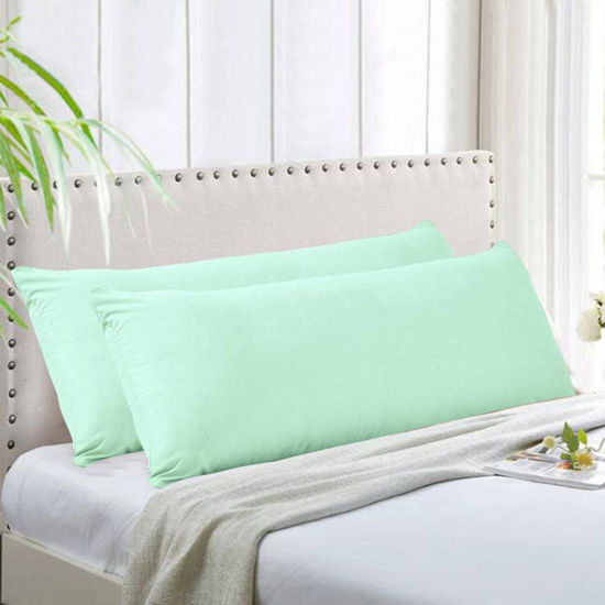 Picture of New Evolive Soft Brushed Premium Microfiber Body Pillow Cover 21"x54" Pillowcases with Zipper Closure Set of 2 (Body Pillow Cover 21"x54" Pack of 2, Mint)