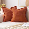 Picture of MIULEE Rust Pillow Covers 22x22 Inch with Splicing Set of 2 Super Soft Boho Striped Corduroy Pillow Covers Broadside Decorative Textured Throw Pillows for Fall Couch Cushion Livingroom