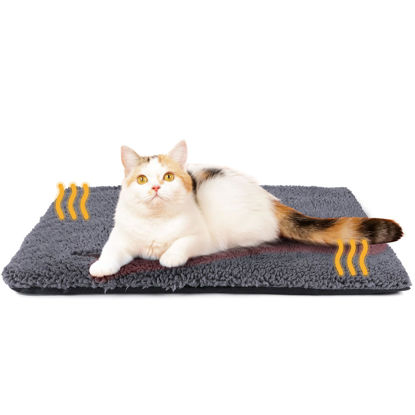 Picture of Self Warming Cat Bed Self Heating Cat Dog Mat 24 x 18 inch Extra Warm Thermal Pet Pad for Indoor Outdoor Pets with Removable Cover Non-Slip Bottom Washable