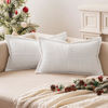 Picture of MIULEE Corduroy Pillow Covers with Splicing Set of 2 Super Soft Couch Christmas Pillow Covers Broadside Striped Decorative Textured Throw Pillows for Cushion Bed Livingroom 12x20 Inch White