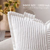 Picture of MIULEE Corduroy Pillow Covers with Splicing Set of 2 Super Soft Couch Christmas Pillow Covers Broadside Striped Decorative Textured Throw Pillows for Cushion Bed Livingroom 12x20 Inch White