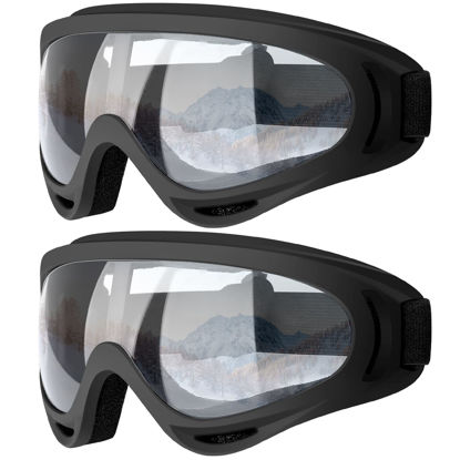 Picture of COOLOO Ski Goggles, 2 Pack Snow Goggles Snowboard Goggles for Men Women Kids - UV Protection Foam Anti-Scratch Dustproof