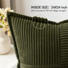 Picture of MIULEE Olive Green Corduroy Pillow Covers 24x24 inch with Splicing Set of 2 Super Soft Boho Striped Pillow Covers Broadside Decorative Textured Throw Pillows for Spring Couch Cushion Bed Livingroom