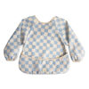 Picture of mushie Long Sleeve Baby Bib | Mess Free & Waterproof Fabric for Toddlers | Adjustable Fit for Ages 6-24 Months (Blue Check)