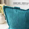 Picture of MIULEE Teal Blue Corduroy Pillow Covers 20x20 Inch with Splicing Set of 2 Super Soft Boho Striped Pillow Covers Broadside Decorative Textured Throw Pillows for Spring Couch Cushion Bed Livingroom