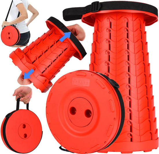Picture of Fishboy Upgraded Collapsible Stool, 400lbs Max Weight, Lightweight But Sturdy, Portable Retractable Folding Telescoping Foldable Camping Stool for Adults Outdoor Fishing Hiking Gardening Travel BBQ