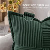 Picture of MIULEE Dark Green Corduroy Pillow Covers 24x24 inch with Splicing Set of 2 Super Soft Boho Striped Christmas Pillow Covers Broadside Decorative Textured Throw Pillows for Couch Cushion Livingroom