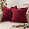 Picture of MIULEE Burgundy Corduroy Pillow Covers 12x12 inch with Splicing Set of 2 Super Soft Boho Striped Christmas Pillow Covers Broadside Decorative Textured Throw Pillows for Couch Cushion Bed Livingroom