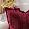 Picture of MIULEE Burgundy Corduroy Pillow Covers 12x12 inch with Splicing Set of 2 Super Soft Boho Striped Christmas Pillow Covers Broadside Decorative Textured Throw Pillows for Couch Cushion Bed Livingroom