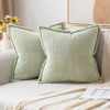 Picture of MIULEE Light Green Corduroy Pillow Covers 18x18 Inch with Splicing Set of 2 Super Soft Boho Striped Pillow Covers Broadside Decorative Textured Throw Pillows for Spring Couch Cushion Bed Livingroom