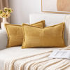 Picture of MIULEE Gold Pillow Covers 12x20 Inch with Splicing Set of 2 Super Soft Boho Striped Corduroy Pillow Covers Broadside Decorative Textured Throw Pillows for Fall Couch Cushion Livingroom