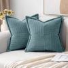 Picture of MIULEE Dusty Blue Pillow Covers 16x16 inch Set of 2 Super Soft Decorative Striped Corduroy Pillow Covers with Splicing Broadside Boho Couch Pillowcases for Sofa Cushion Livingroom Bedroom