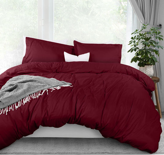 Picture of Utopia Bedding Duvet Cover Queen Size - 1 Duvet Cover with 2 Pillow Shams - 3 Pieces Bedding Duvet Cover with Zipper Closure - Soft Brushed Microfiber, 90 X 90 Inches (Queen, Burgundy)