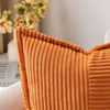 Picture of MIULEE Burnt Orange Pillow Covers 16x16 Inch with Splicing Set of 2 Super Soft Boho Striped Corduroy Pillow Covers Broadside Decorative Textured Throw Pillows for Fall Couch Cushion Livingroom