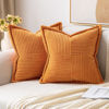 Picture of MIULEE Burnt Orange Pillow Covers 20x20 Inch with Splicing Set of 2 Super Soft Boho Striped Corduroy Pillow Covers Broadside Decorative Textured Throw Pillows for Fall Couch Cushion Livingroom