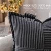 Picture of MIULEE Dark Grey Corduroy Pillow Covers 20 x 20 inch with Splicing Set of 2 Super Soft Boho Striped Pillow Covers Broadside Decorative Textured Throw Pillows for Couch Cushion Bed Livingroom