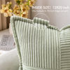 Picture of MIULEE Light Green Corduroy Pillow Covers 12x20 Inch with Splicing Set of 2 Super Soft Boho Striped Pillow Covers Broadside Decorative Textured Throw Pillows for Spring Couch Cushion Bed Livingroom