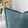 Picture of MIULEE Dusty Blue Pillow Covers 12x20 inch Set of 2 Super Soft Decorative Striped Corduroy Pillow Covers with Splicing Broadside Boho Couch Pillowcases for Sofa Cushion Livingroom Bedroom