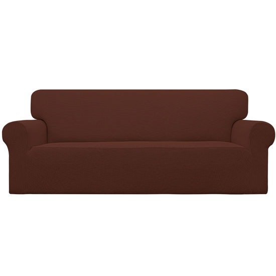 Picture of Easy-Going Stretch Sofa Slipcover 1-Piece Sofa Cover Furniture Protector Couch Soft with Elastic Bottom for Kids, Polyester Spandex Jacquard Fabric Small Checks (Sofa, Coffee)