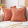 Picture of MIULEE Coral Red Corduroy Pillow Covers 16x16 Inch with Splicing Set of 2 Super Soft Boho Striped Pillow Covers Broadside Decorative Textured Throw Pillows for Spring Couch Cushion Bed Livingroom
