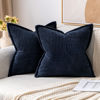 Picture of MIULEE Navy Blue Corduroy Pillow Covers with Splicing Set of 2 Super Soft Boho Striped Pillow Covers Broadside Decorative Textured Throw Pillows for Couch Cushion Bed Livingroom 18 x 18 inch