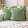 Picture of MIULEE Sage Green Corduroy Pillow Covers 24x24 inch with Splicing Set of 2 Super Soft Boho Striped Pillow Covers Broadside Decorative Textured Throw Pillows for Spring Couch Cushion Livingroom