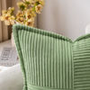 Picture of MIULEE Sage Green Corduroy Pillow Covers 24x24 inch with Splicing Set of 2 Super Soft Boho Striped Pillow Covers Broadside Decorative Textured Throw Pillows for Spring Couch Cushion Livingroom