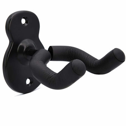 Picture of Guitar Hanger Guitar Wall Mount Holder Hook Stand, String Instruments Wall Hangers Stands Holders Hooks for Acoustic Electric Bass Classical Ukulele Guitars-Black