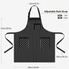Picture of NLUS 2 Pack Cooking Aprons for Women with Pockets Adjustable Kitchen Bib Aprons for Women Men Chef, Black/White Stripe (Black/White Stripes)