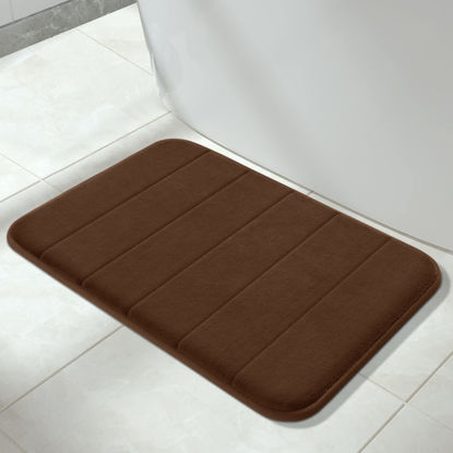 Picture of Yimobra Memory Foam Bath Mat Rug, 24 x 17 Inches, Comfortable, Soft, Non-Slip, Super Absorbent, Quick Drying Bathroom Rug for Floor, Tub & Shower, Machine Washable, Thick, Brown