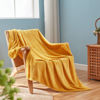 Picture of NEWCOSPLAY Super Soft Twin Blanket Mustard Yellow Premium Silky Flannel Fleece Leaves Pattern Lightweight Bed Blanket All Season Use (Mustard Yellow, Twin(60"x80"))