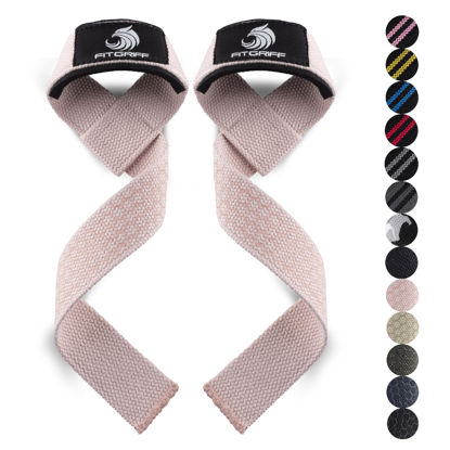 Picture of Fitgriff® Lifting Wrist Straps for Weightlifting, Gym, Deadlift, Workout (Made of Premium Cotton & Padded) - Men & Women (Standard, Blush Pink (Silicone-Grip))