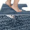 Picture of Yimobra Toilet Rugs U Shaped 24x20, Soft Comfortable Absorbent Chenille Toilet Mat for Bathroom Floor, Non-Slip Contour Bathroom Rugs for Toilet, Dry Quickly Machine Washable, Denim Blue