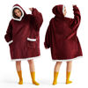 Picture of Bedsure Blanket Hoodie, Wearable Blanket for Adult & Kids as Gifts for Women Men, Birthday Gifts for Women Mom Sherpa Hoodie, Burgundy, Small