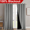Picture of NICETOWN Full Shade Curtain Panels, Pair of Energy Smart & Noise Blocking Out Blackout Drapes for Dining Room Window, Thermal Insulated Guest Room Lined Window Dressing(Silver Grey, 52 x 102 inch)