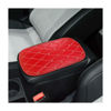Picture of Auto Center Console Pad, PU Leather Car Center Console Box Cushion, Non Slip Soft Armrest Seat Box Cover, Waterproof Vehicle Armrest Protector for SUV, Truck, Car (Rhombic Lattice Red/Beige)