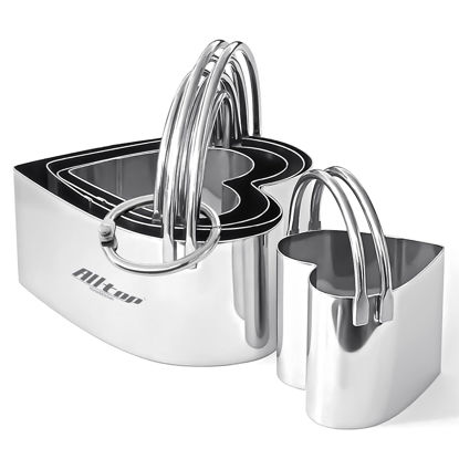 Picture of ALLTOP Biscuit Cutters with Handle, Stainless Steel Cookie Cutter, Professional Baking Essential Tools for Valentine's Day - Heart Shaped
