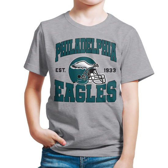 Picture of Junk Food Clothing x NFL - Philadelphia Eagles - Team Helmet - Kids Short Sleeve T-Shirt for Boys and Girls - Size X-Large