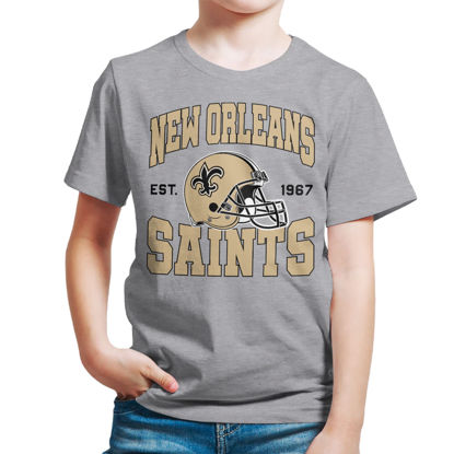 Picture of Junk Food Clothing x NFL - New Orleans Saints - Team Helmet - Kids Short Sleeve T-Shirt for Boys and Girls - Size Large