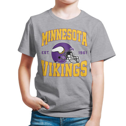 Picture of Junk Food Clothing x NFL - Minnesota Vikings - Team Helmet - Kids Short Sleeve T-Shirt for Boys and Girls - Size Small