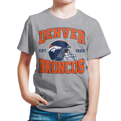 Picture of Junk Food Clothing x NFL - Denver Broncos - Team Helmet - Kids Short Sleeve T-Shirt for Boys and Girls - Size X-Large