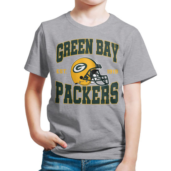 Picture of Junk Food Kids' Soft Cotton Blend Crew Neck T-Shirt, Green Bay Packers-Athletic Heather Medium